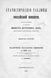 Статистические таблицы Российской империи. - СПб., 1858-1863.