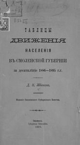 Жбанков Д. Н. Таблицы движения населения в Смоленской губернии за десятилетие 1886-1895 гг. - Смоленск, 1897.